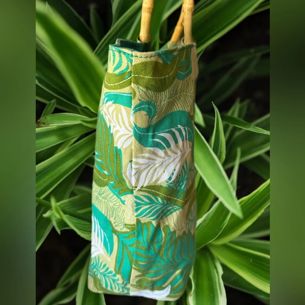 Nordstrom Fabric Reversible Tote with Bamboo Handles